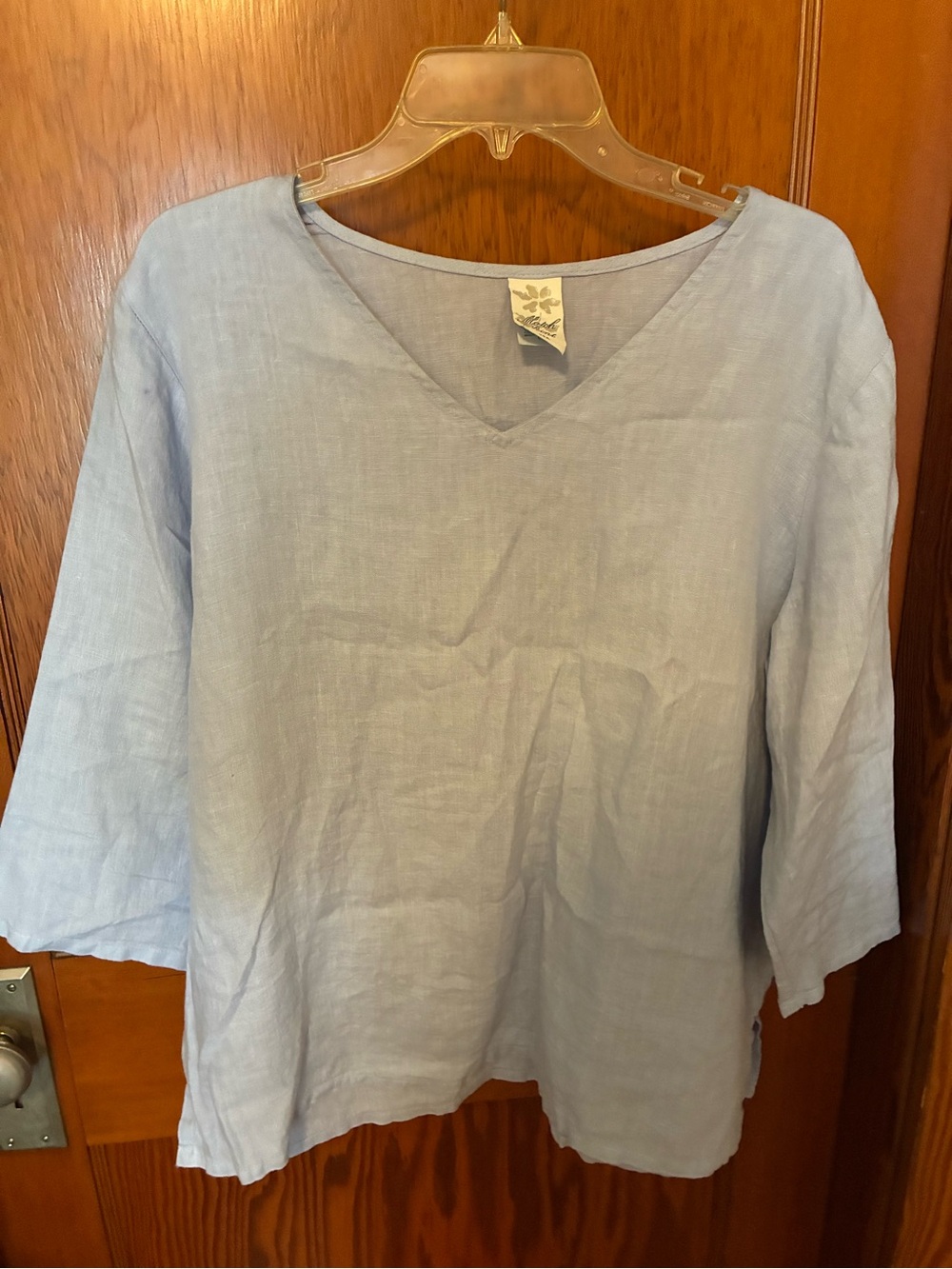 Light Blue V-Neck Tunic Top - Women's Casual Beach Tunic - Picture 2 of 6